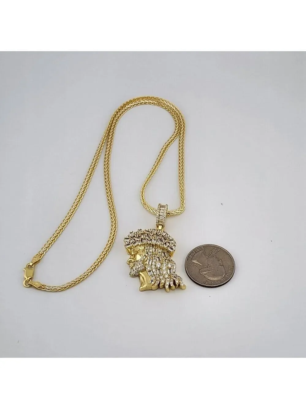 Brand New Sterling Silver 925 Jesus Side Face Necklace